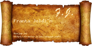 Franta Jolán névjegykártya