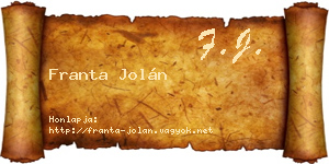 Franta Jolán névjegykártya
